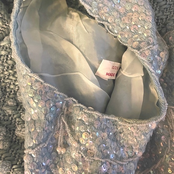 Vintage 60’s pale-blue beaded and sequin top - Picture 5 of 6